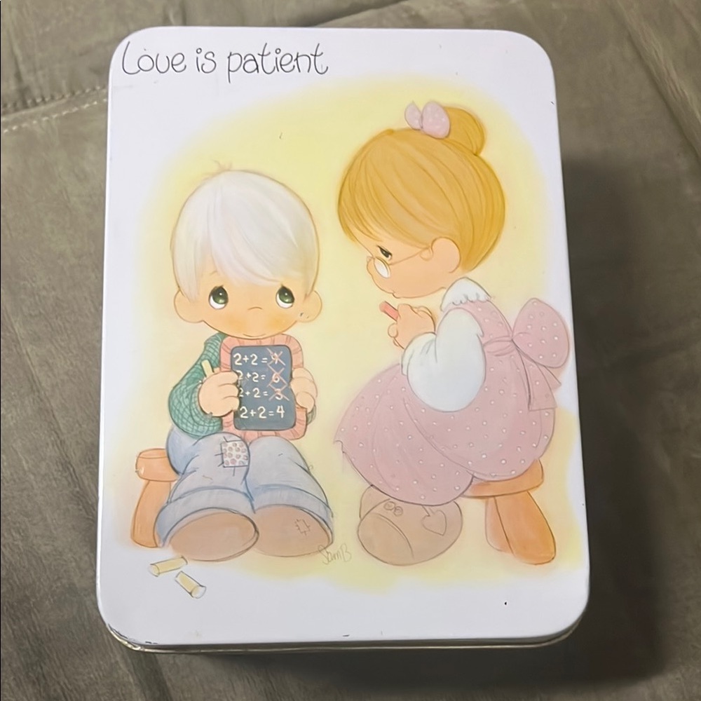 Vintage Precious Moments Love is Patient Tin Box